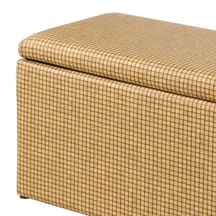 17" Yellow and Brown Upholstered Faux Leather Bench with Flip top