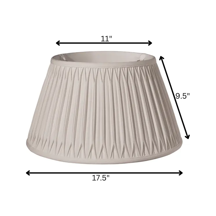 18" Cream Shallow Drum Smocked Shantung Lampshade