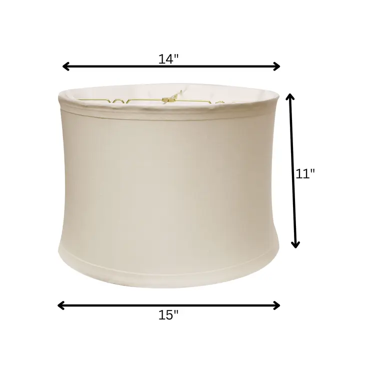 15" Snow Drum Trimmed Linen Lampshade