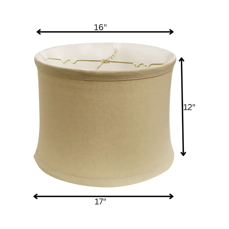 17" Rosewood Drum Trimmed Linen Lampshade