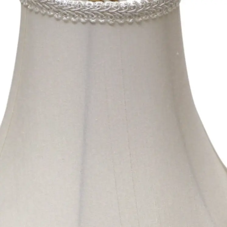 8" White Slanted Scallop Bell Monay Shantung Lampshade
