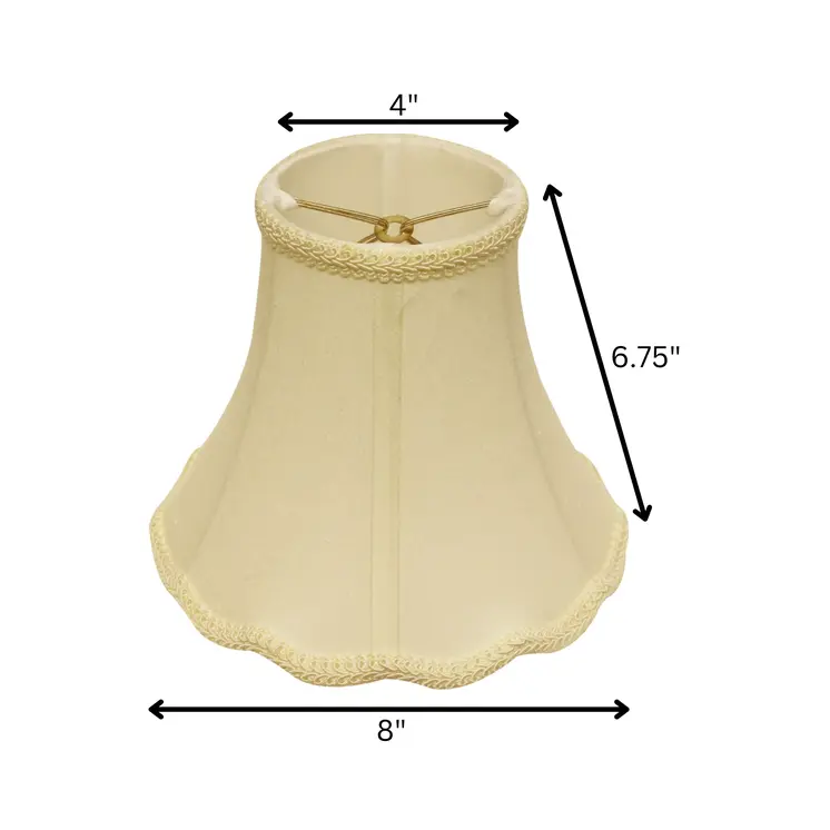8" Ivory Slanted Scallop Bell Monay Shantung Lampshade