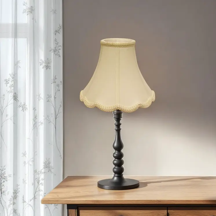 8" Ivory Slanted Scallop Bell Monay Shantung Lampshade