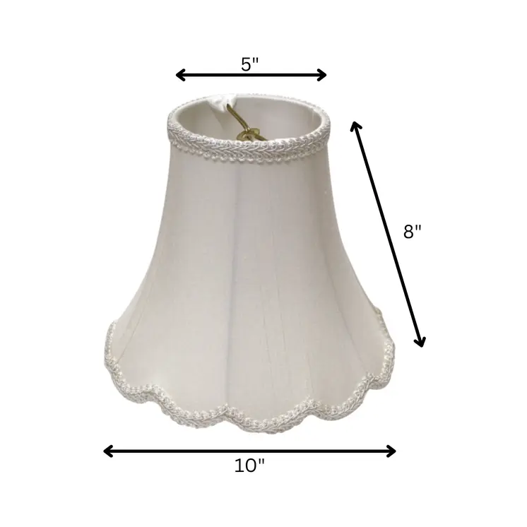 10" White Slanted Scallop Bell Monay Shantung Lampshade