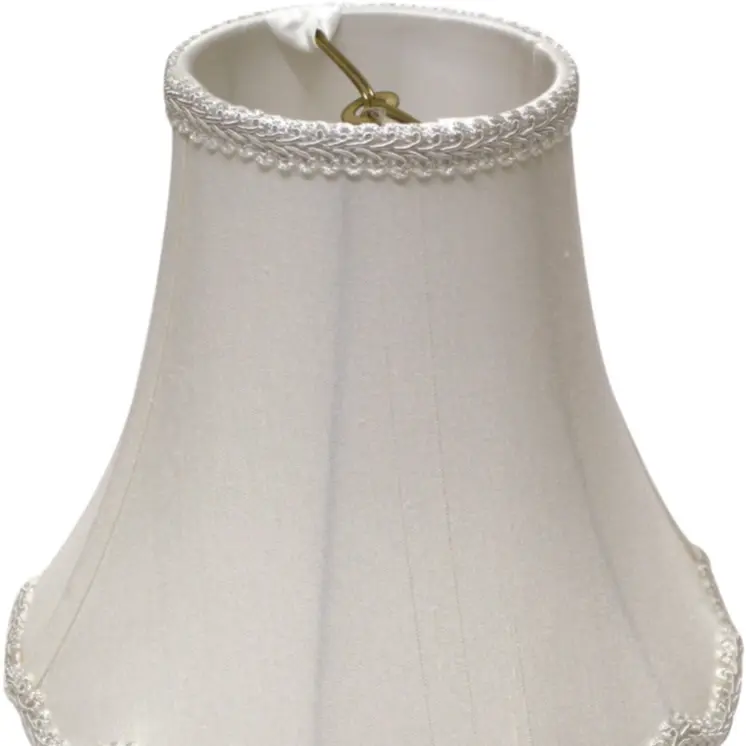 12" White Slanted Scallop Bell Monay Shantung Lampshade