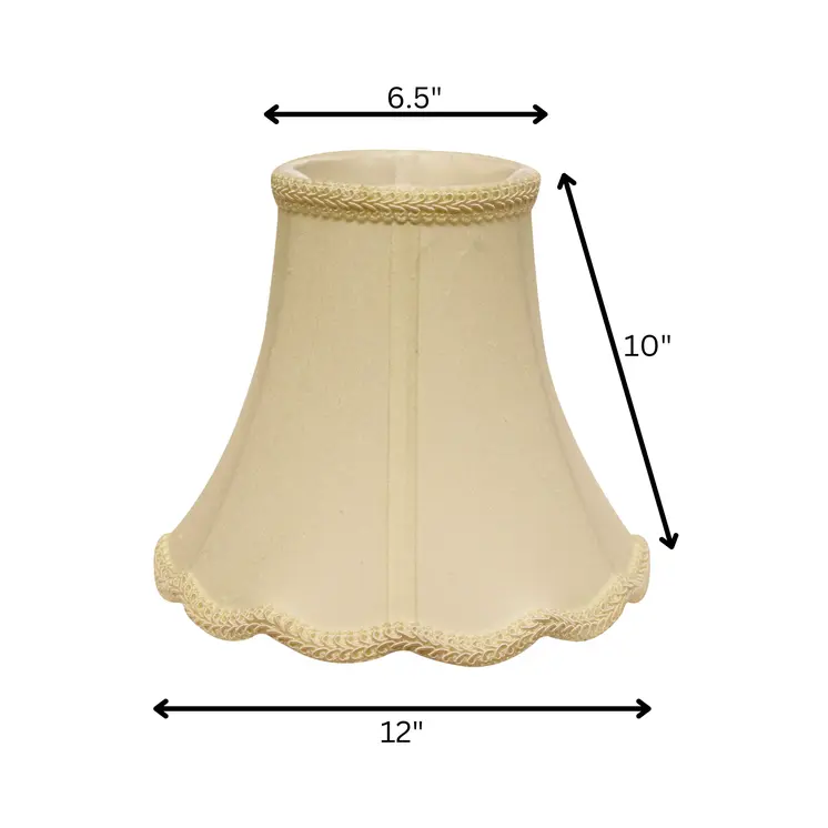 12" Ivory Slanted Scallop Bell Monay Shantung Lampshade