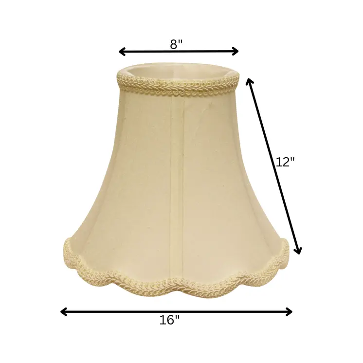 16" Ivory Slanted Scallop Bell Monay Shantung Lampshade