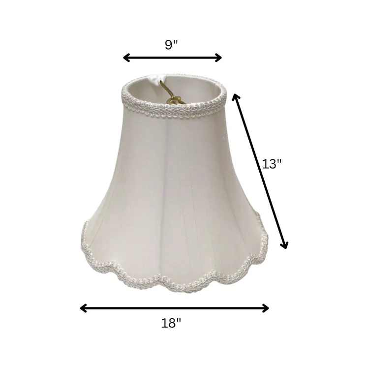18" White Slanted Scallop Bell Monay Shantung Lampshade