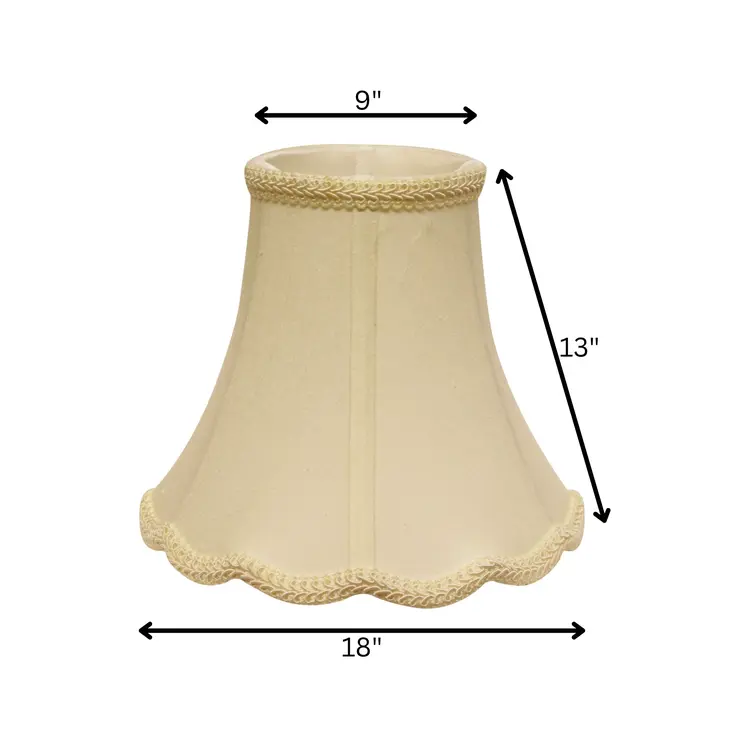 18" Ivory Slanted Scallop Bell Monay Shantung Lampshade