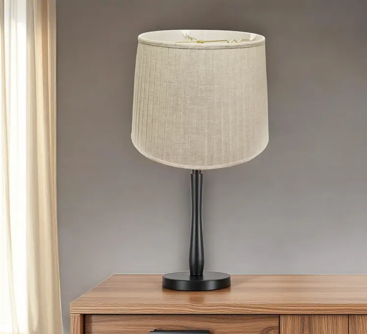 Beige Linen Pleated Empire Lamp Shade 15"W Top 18"W Bottom
