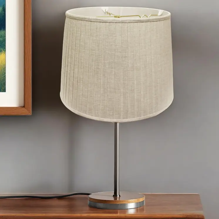 20" Cream Linen Lampshade with Side Pleats
