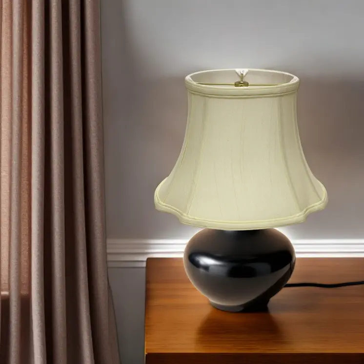17" Ivory Reversed Oval Monay Shantung Lampshade