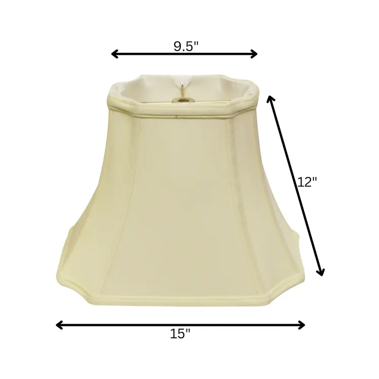 15" Ivory Inverted Rectangle Shantung Lampshade