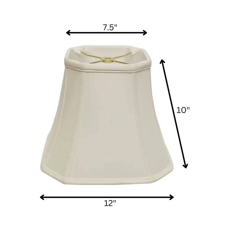 12" White Slanted Square Bell Monay Shantung Lampshade