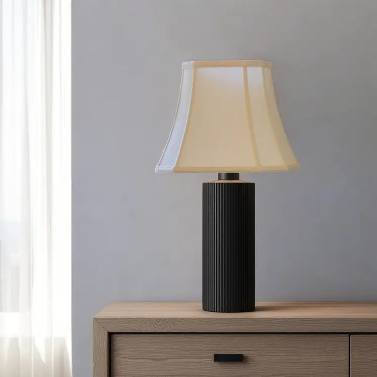 12" Ivory Slanted Square Bell Monay Shantung Lampshade