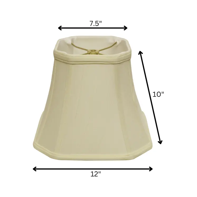 12" Ivory Slanted Square Bell Monay Shantung Lampshade