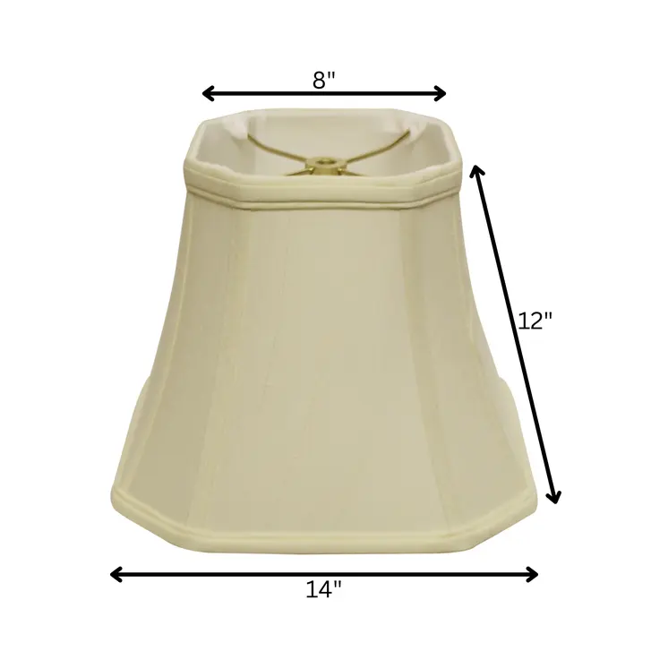 14" Ivory Slanted Square Bell Monay Shantung Lampshade