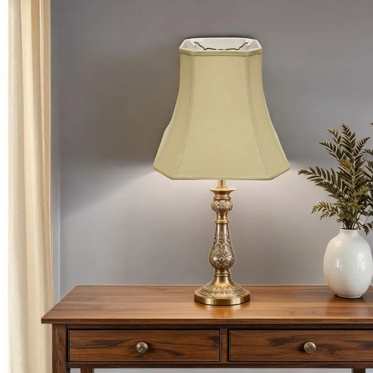 14" Pale Brown Slanted Square Bell Linen Lampshade