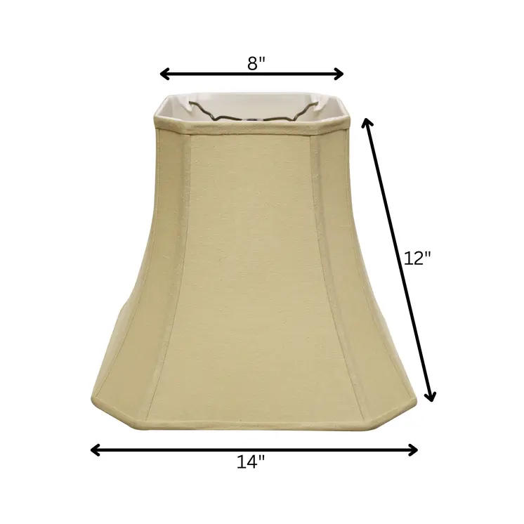 14" Pale Brown Slanted Square Bell Linen Lampshade