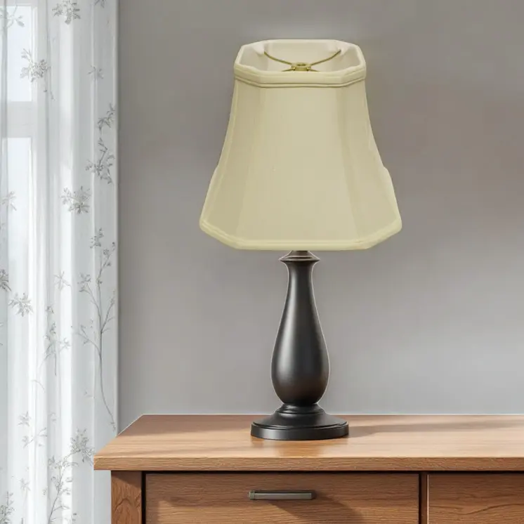 15" Ivory Slanted Square Bell Monay Shantung Lampshade