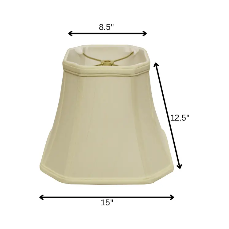 15" Ivory Slanted Square Bell Monay Shantung Lampshade