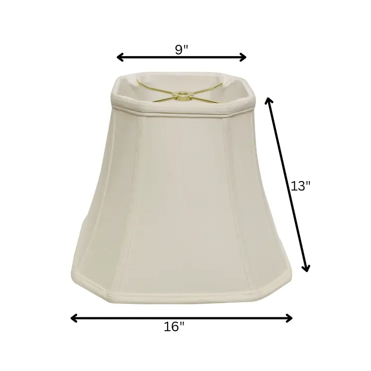 16" White Slanted Square Bell Monay Shantung Lampshade
