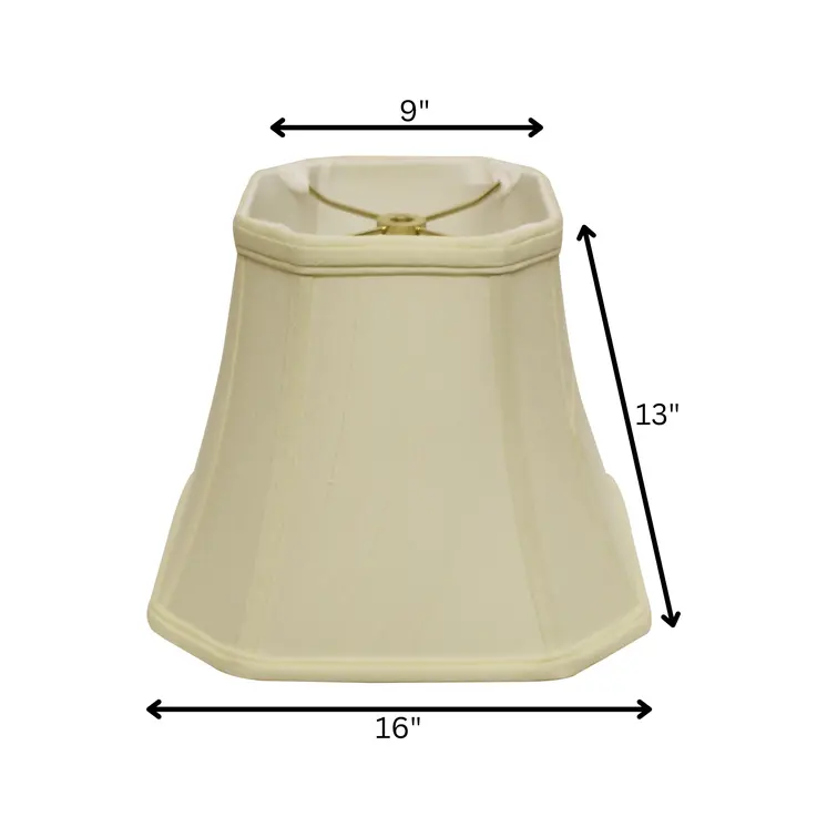 16" Ivory Slanted Square Bell Monay Shantung Lampshade
