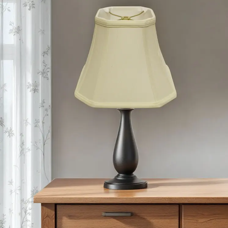 18" Ivory Slanted Square Bell Monay Shantung Lampshade