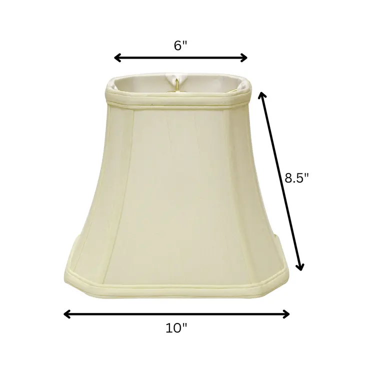 10" Ivory Slanted Rectangle Bell Monay Shantung Lampshade