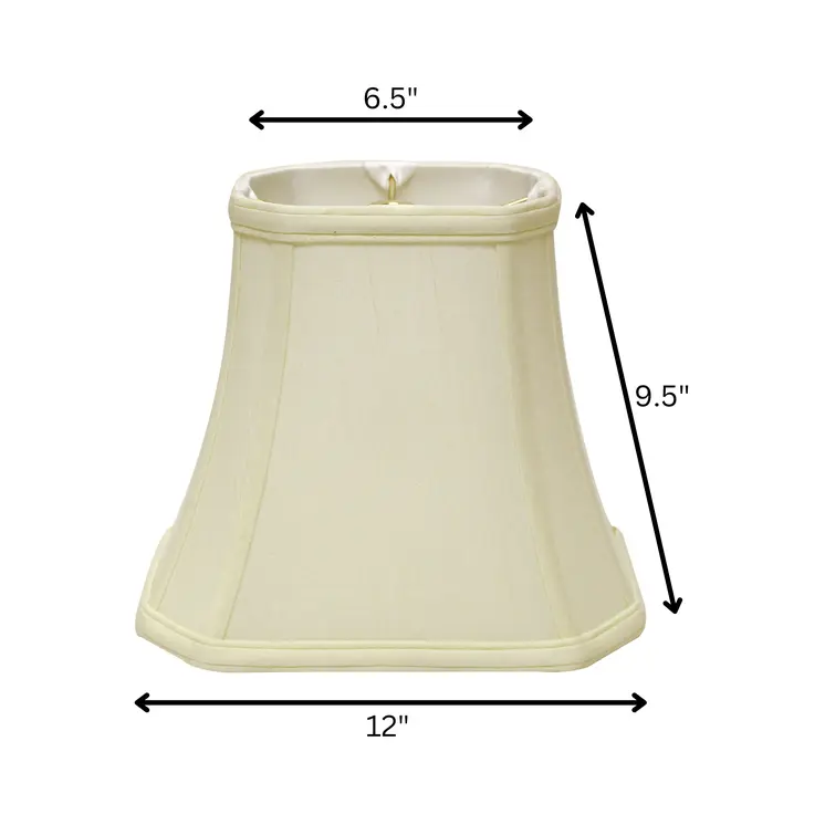 12" Ivory Slanted Rectangle Bell Monay Shantung Lampshade