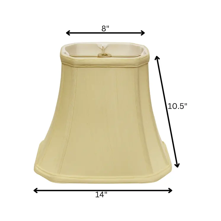 14" Antique White Slanted Rectangle Bell Monay Shantung Lampshade