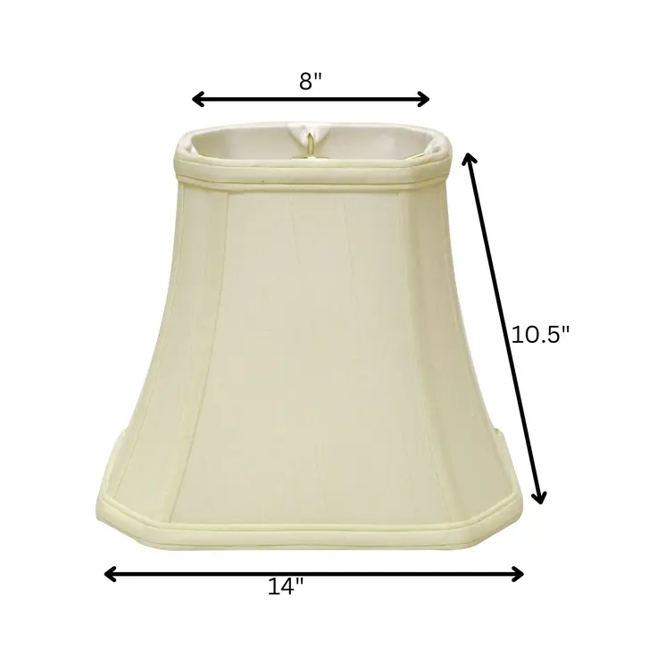 14" Ivory Slanted Rectangle Bell Monay Shantung Lampshade