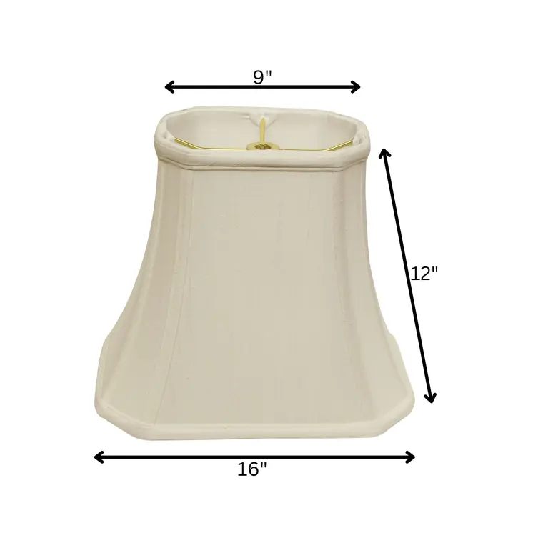 16" White Slanted Rectange Bell Monay Shantung Lampshade