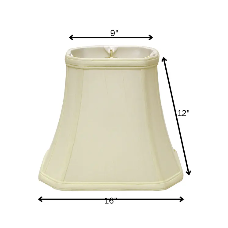 16" Ivory Slanted Rectangle Bell Monay Shantung Lampshade