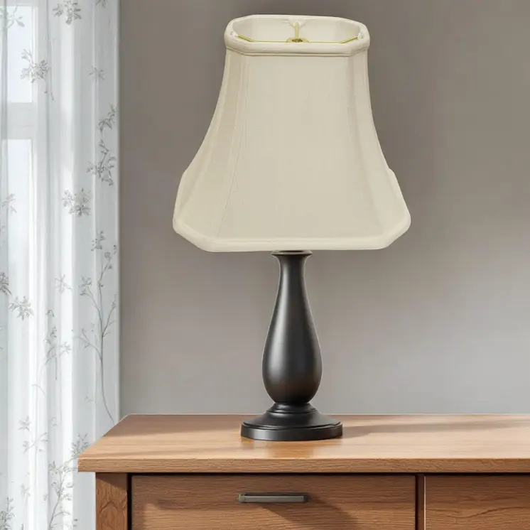 18" White Slanted Rectange Bell Monay Shantung Lampshade
