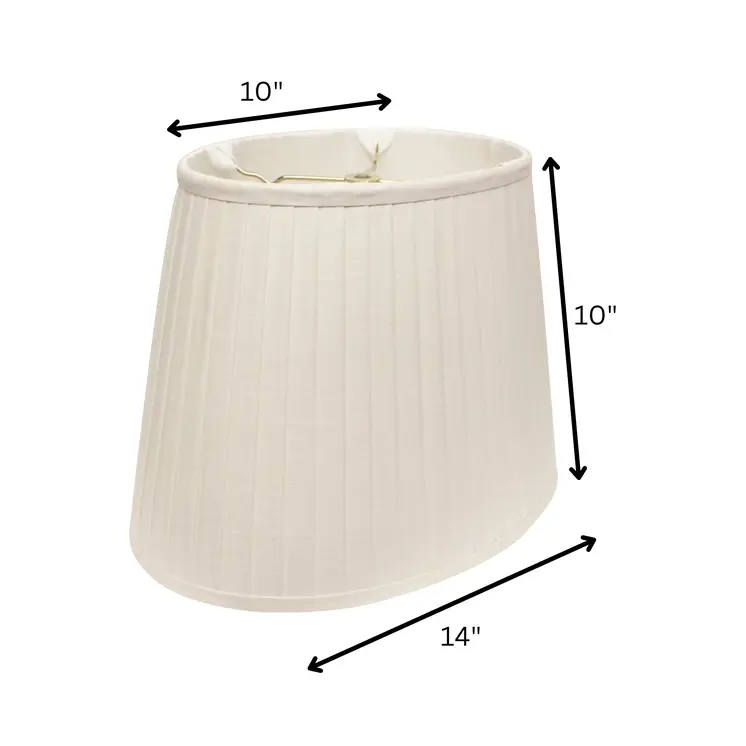 14" White Slanted Oval Linen Lampshade
