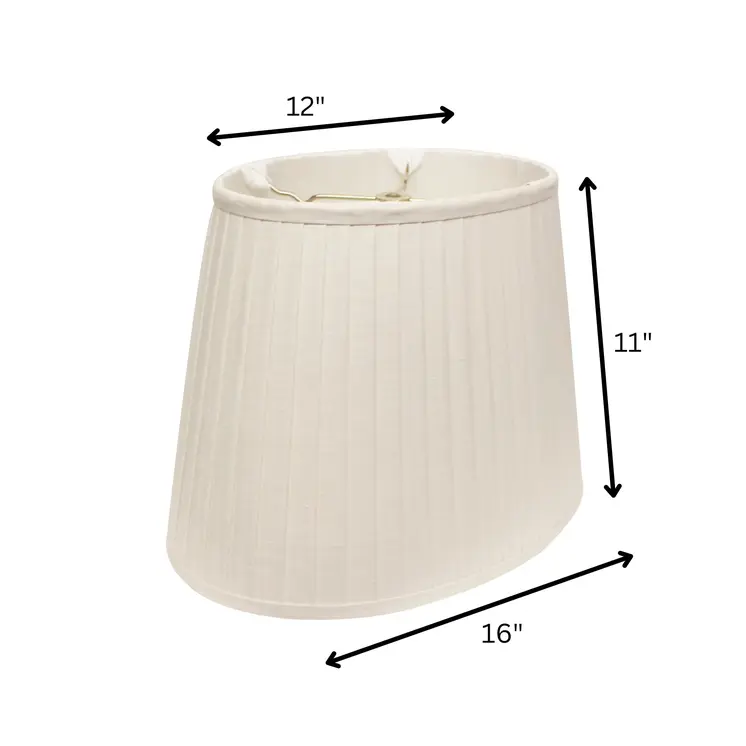 16" White Slanted Oval Linen Lampshade