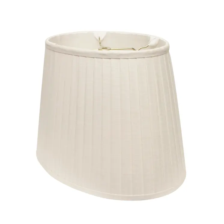 16" White Slanted Oval Linen Lampshade