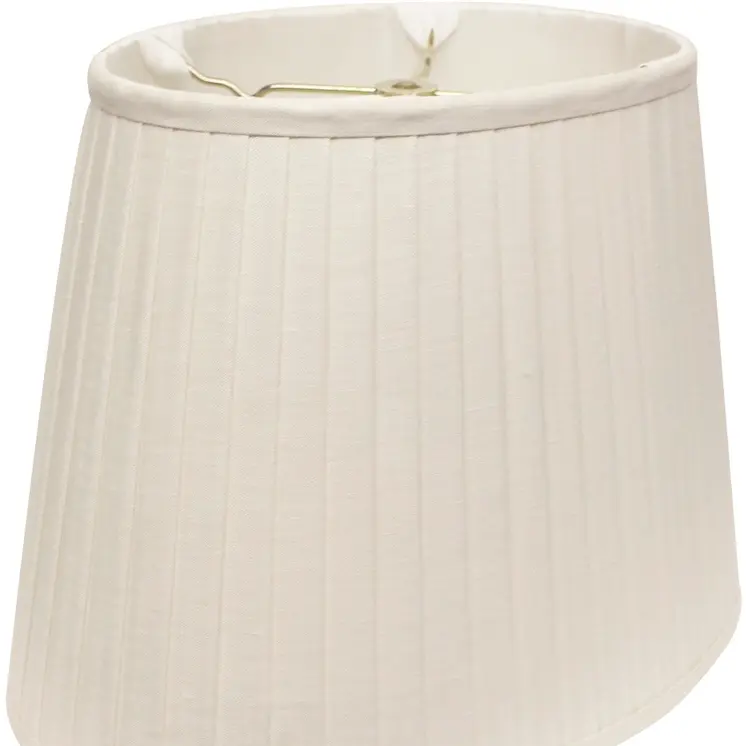 16" White Slanted Oval Linen Lampshade