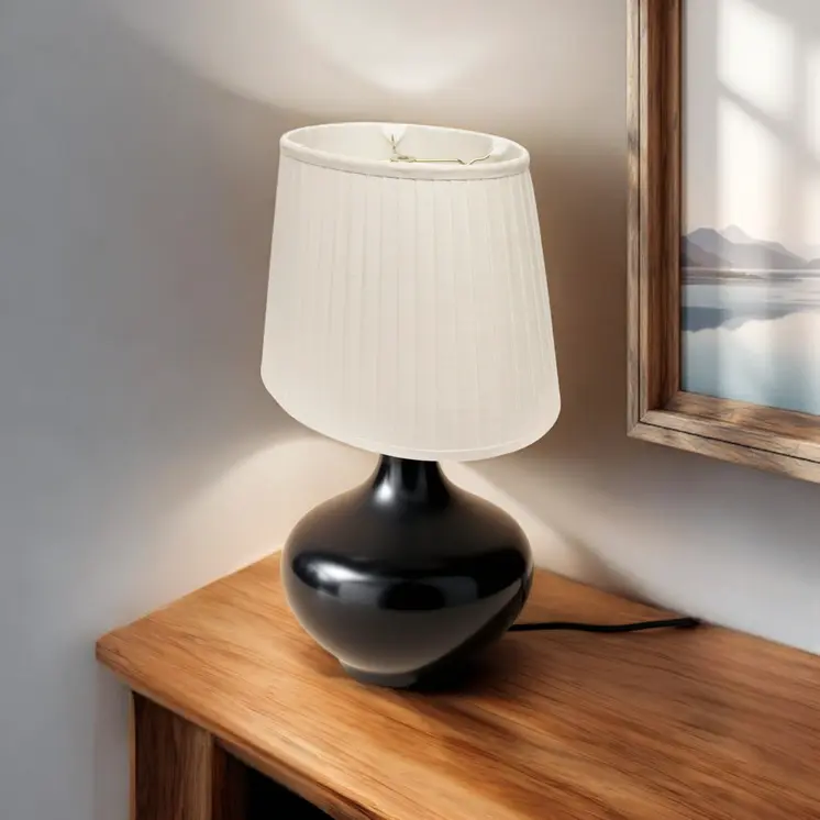 18" White Slanted Oval Linen Lampshade