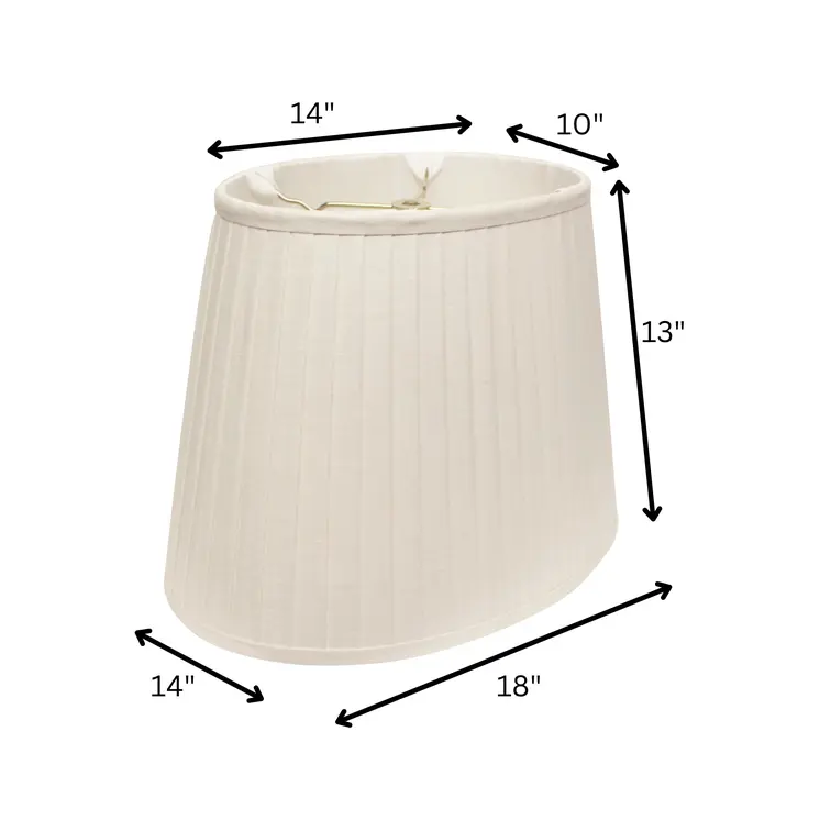 18" White Slanted Oval Linen Lampshade