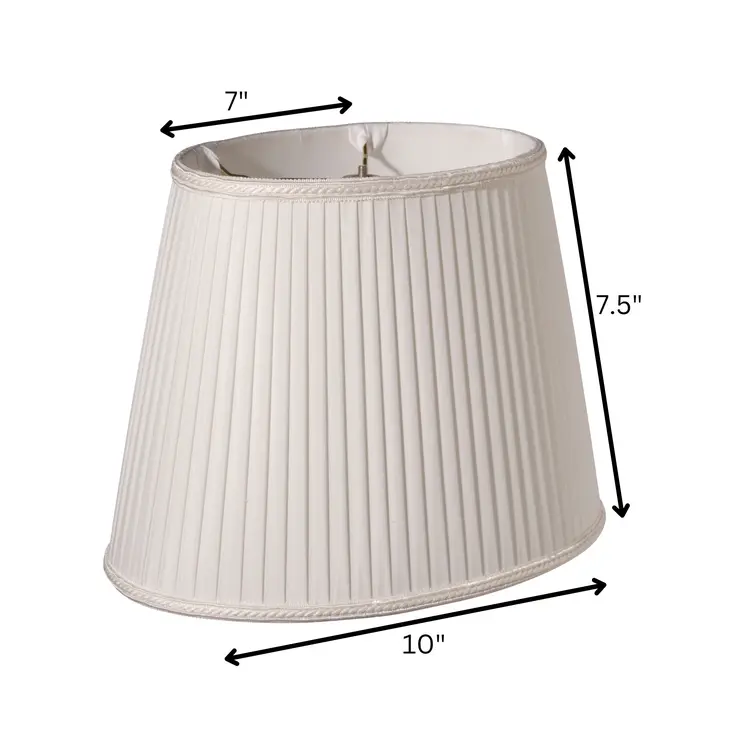 10" White Oval Side Pleat Shantung Lampshade