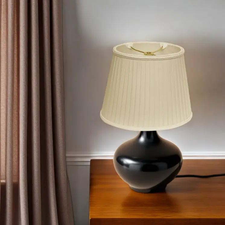 10" Ivory Oval Side Pleat Shantung Lampshade