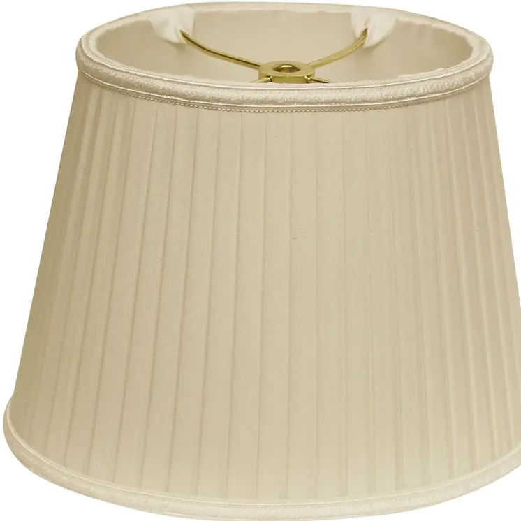 12" Ivory Oval Side Pleat Shantung Lampshade