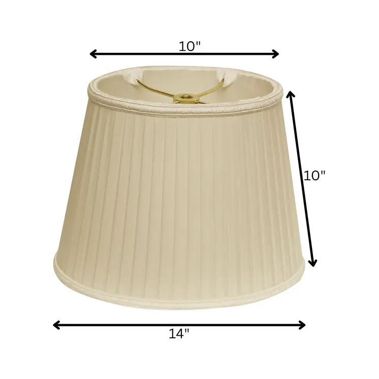 14" Ivory Oval Side Pleat Shantung Lampshade