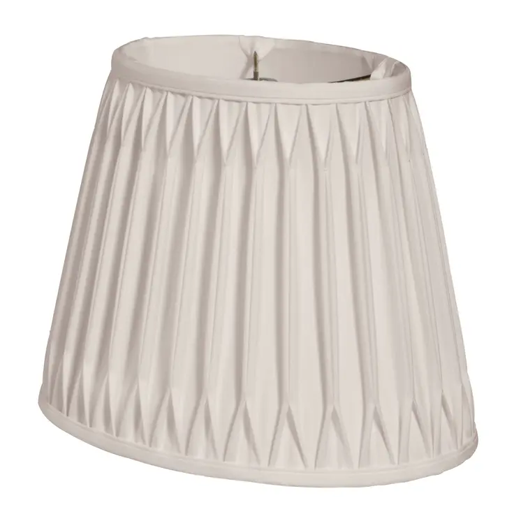 14" Cream Oval Smocked Pleat Shantung Lampshade