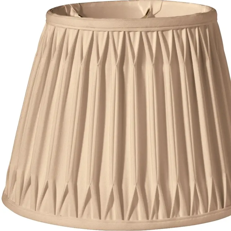 14" Vintage Gold Oval Smocked Pleat Shantung Lampshade