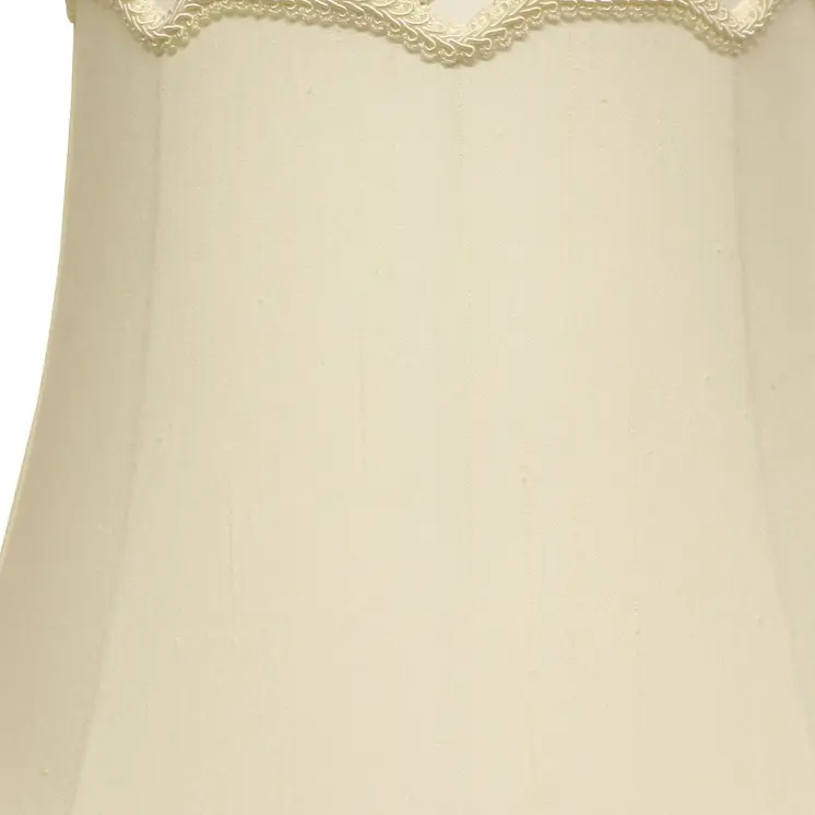14" Ivory Empire Slanted Cylinder Scroll Edge Silk Lampshade