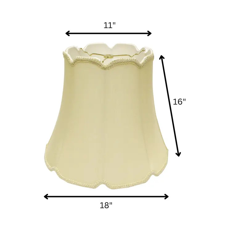 18" Antique White Empire Slanted Cylinder Scroll Edge Silk Lampshade