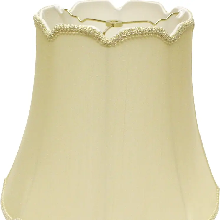 18" Antique White Empire Slanted Cylinder Scroll Edge Silk Lampshade